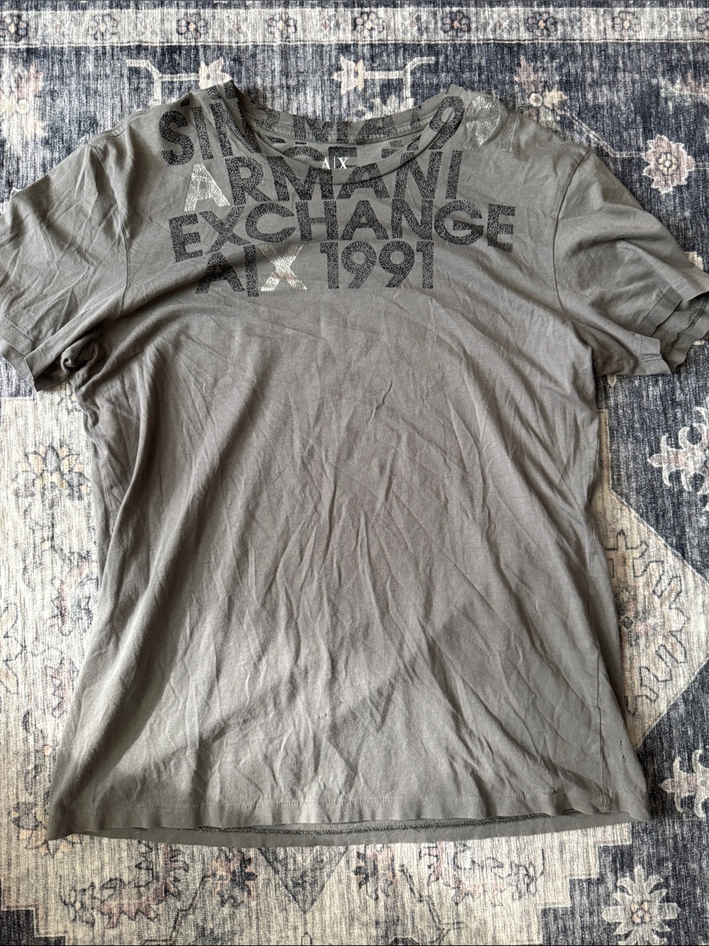 Armani Exchange Grey Graphic Logo Short Sleeve Tee
